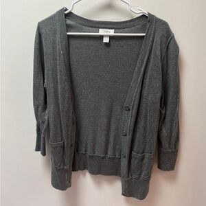 Ann Taylor LOFT Gray Button Front Cardigan Sweater Small